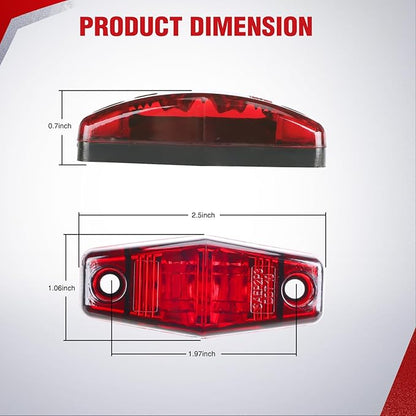 Nilight 2.5 Inch Oval Side Marker Clearance Light 2 LED 4 Amber & 4 Red 80LM High Lumen Waterproof Surface Mount 12V Direct Wire for Truck Trailer Boat RV Semi