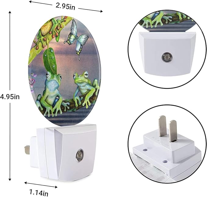 EKOBLA Frog Plug-in Night Light, Frog Holding Green Leaf Fun LED Nightlight with Auto Sensor for Bedroom & Bathroom