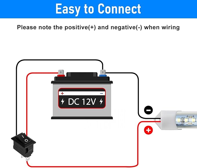 Linkstyle 4PCS 12V LED Interior Light Bar, Super Bright 6500K 12V LED Light Strip Lights with Switch and Magnets, 48 LEDs 700LM Enclosed Trailer Lamp for Car Truck Camper Van RV, White