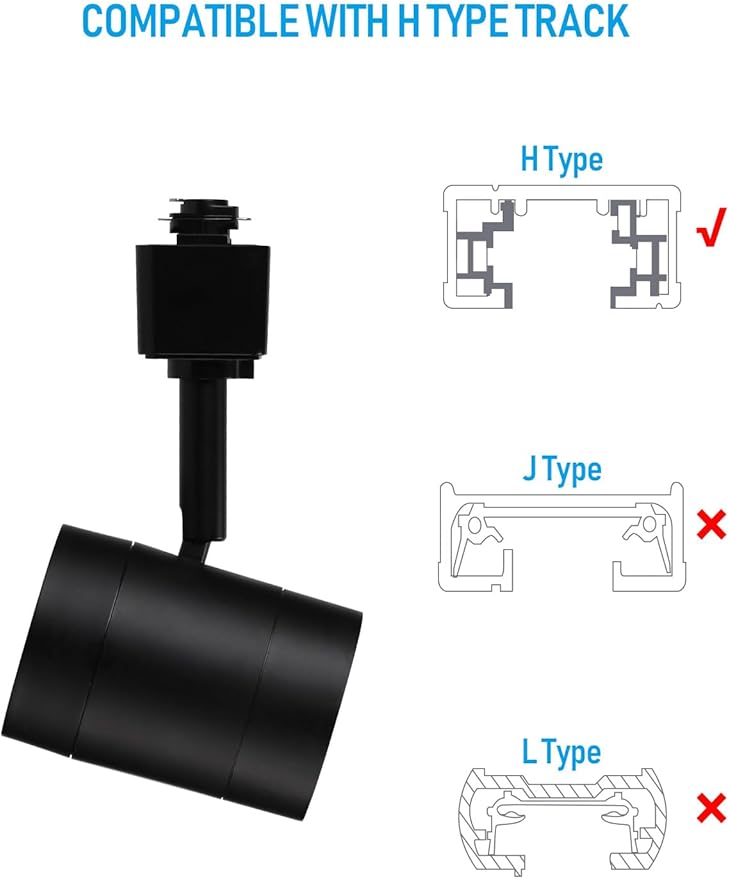 LEONLITE Studio Series 8.5W LED H Track Lighting Heads, ETL Listed, Dimmable Retail Track Light Heads for Store Shop Cafe, 600LM, CRI90, H Track Lighting, 2700K Soft White, Matte Black, Pack of 4