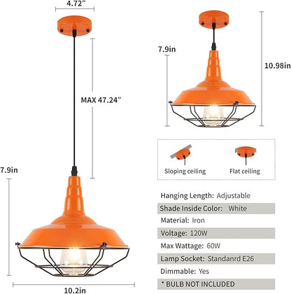 Farmhouse Orange Pendant Light, 3 Packs 10.5 inch, Island Pendant Lights, Kitchen Pendant Lights, Kitchen Island Pendant Lights, Pendant Lights Kitchen Island for Bedroom, Living Room, Bar