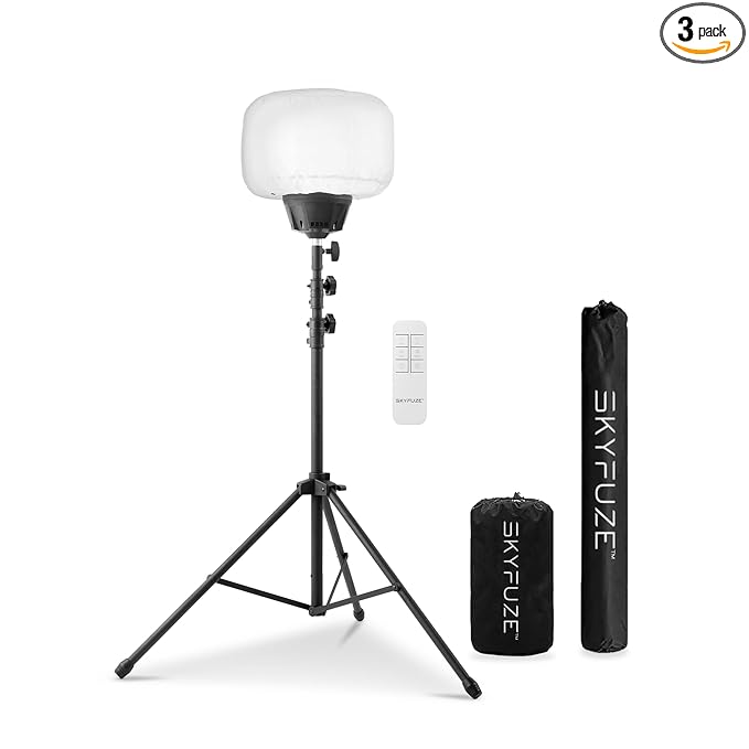 E-Z UP SKYFUZE 60W LED Balloon Light and Tripod with Over 5,000 sqft of 360-degree Illumination, 7,800 lumens