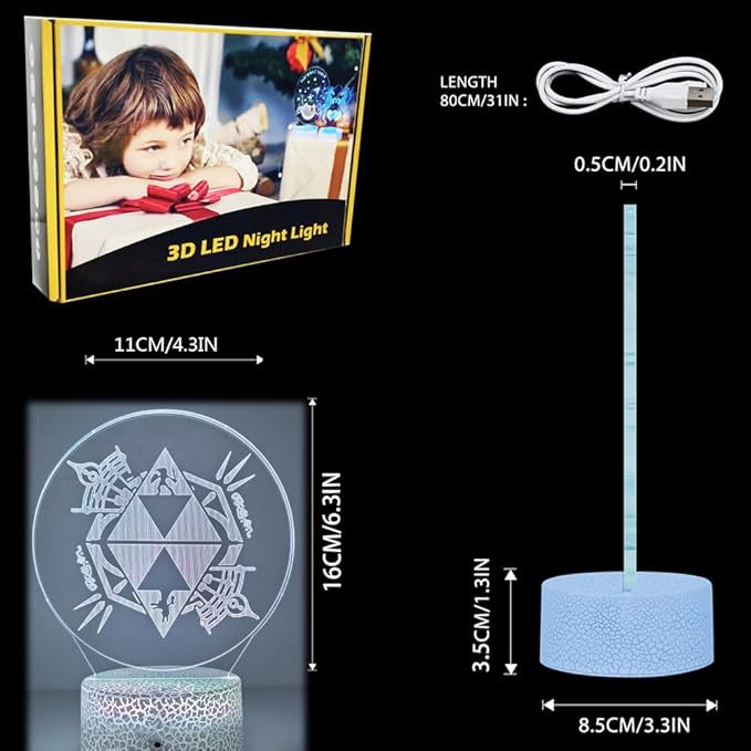 3D Night Light, 16 Color Changing Cartoon USB Desk Lamp, Crest of Hyrule Illusion Lighting with Remote Control for Home Decor Gift for Kids. (9)