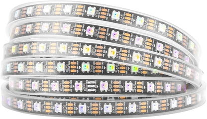 BTF-LIGHTING RGBW RGB+Warm White SK6812 (Similar WS2812B) 4 Colors in 1 LED Strip Individually Addressable 16.4ft 60Pixel/m 300LED Light Dream Color IP67 DC5V Black PCB (No Adapter or Controller)