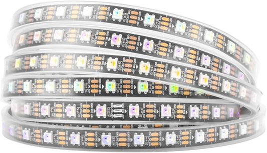 BTF-LIGHTING RGBW RGB+Warm White SK6812 (Similar WS2812B) 4 Colors in 1 LED Strip Individually Addressable 16.4ft 60Pixel/m 300LED Light Dream Color IP67 DC5V Black PCB (No Adapter or Controller)