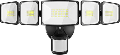 Onforu 150W 15000LM LED Security Lights Motion Sensor Outdoor, Dusk to Dawn Flood Lighting, 5 Heads 360° Wide Angle Illumination, 6500K IP65 Waterproof Hardwired Floodlight Motion Detection (Black)