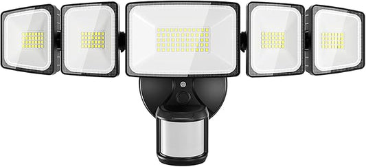 Onforu 150W 15000LM LED Security Lights Motion Sensor Outdoor, Dusk to Dawn Flood Lighting, 5 Heads 360° Wide Angle Illumination, 6500K IP65 Waterproof Hardwired Floodlight Motion Detection (Black)