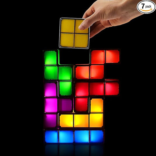 LOSCHEN Night Light,DIY Stackable LED 7 Colors Interlocking Induction Novelty Desk Lamp,3D Puzzle Magic Light Bright Toy for Kids Teens,Gamer Decor Ideal USB Plug