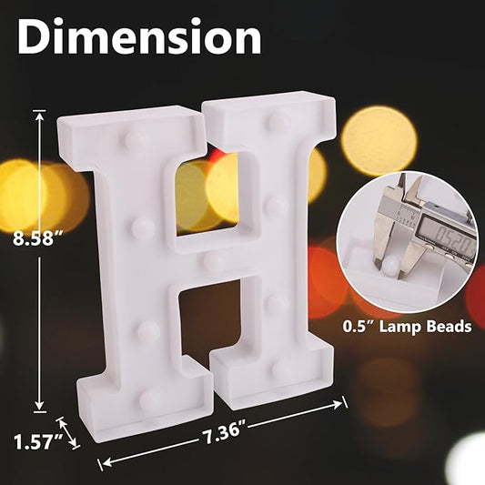 LED Marquee Sign Light Up Letters, Alphabet Light Up Letters Sign, Battery Powered LED Letter Lights for Night Light, Wedding, Birthday, Party, Christmas or Home Decor (Letter H)