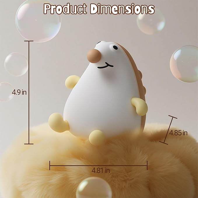 Night Light for Kids, 7 Color Changing Hedgehog Silicone Night Light with Timer, 3 Levels Dimmable Lamp, LED Rechargeable Bedside Nursery Lamp, Cute Animal Nightlight for Toddler Boys Girls (Hedgehog)