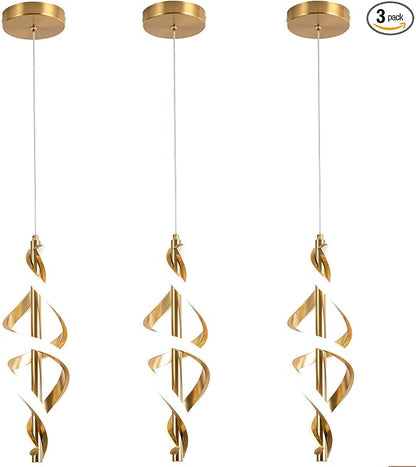 3 Packs Gold Pendant Light,4000K Modern LED Pendant Light for Kitchen,Adjustable Pendant Lighting Over Island Hanging Pendant Light Fixtures for Kitchen Dining Room Hallway(Gold, 3 Packs)
