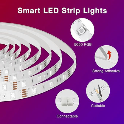DAYBETTER Smart WiFi Led Lights, 25 FT RGB Led Strip Lights Compatible with Alexa and Google Assistant, App Voice Remote Control Music Sync Color ChangingLED Strip Lighting for Bedroom Room Decor