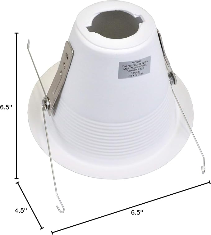 NICOR Lighting 15512WH Recessed Trims, White, 5 Inches