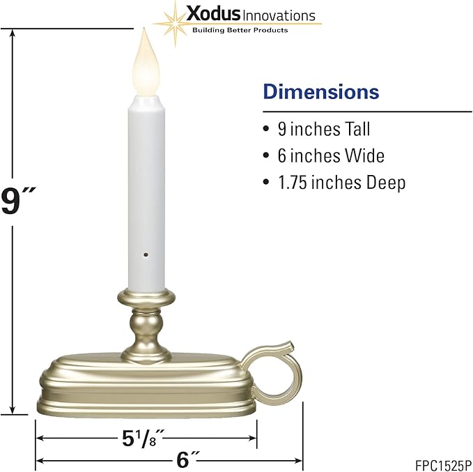 Battery Operated LED Flameless Window Candle Pewter/Silver Finish with Dusk to Dawn Sensor and White Flame