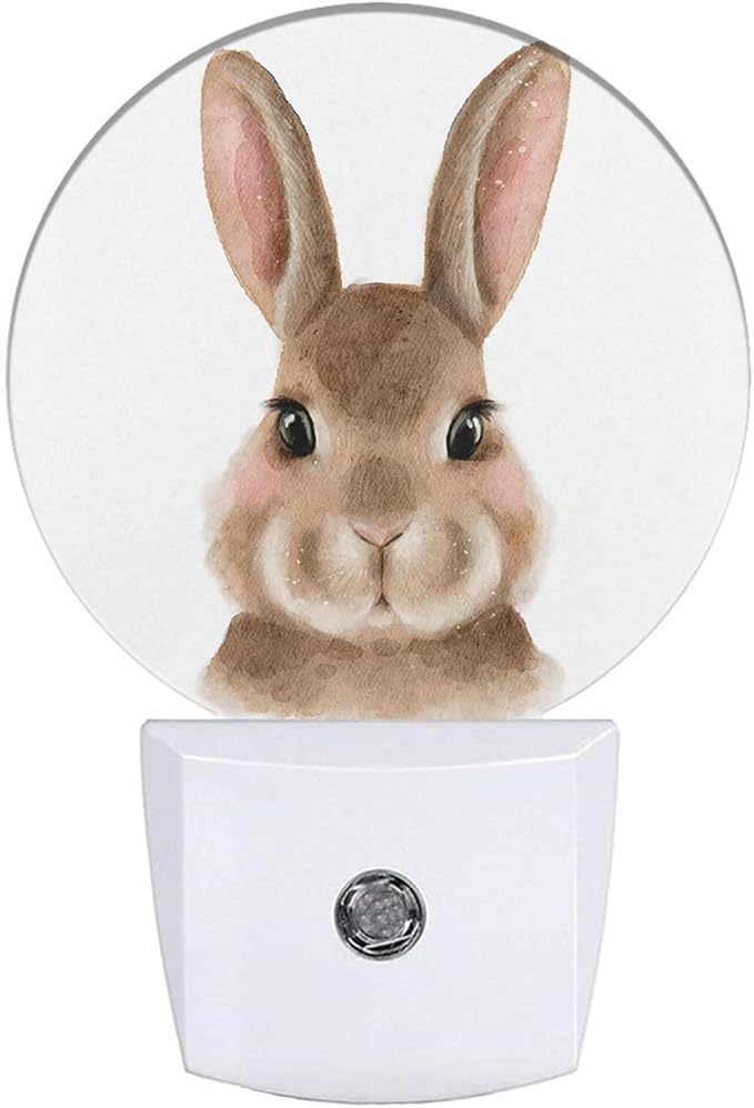 EKOBLA Easter Bunny Plug-in Night Light, Cute Cartoon Rabbit LED Nightlight for Easter Decor, Bedroom, Bathroom, Living Room & Kitchen