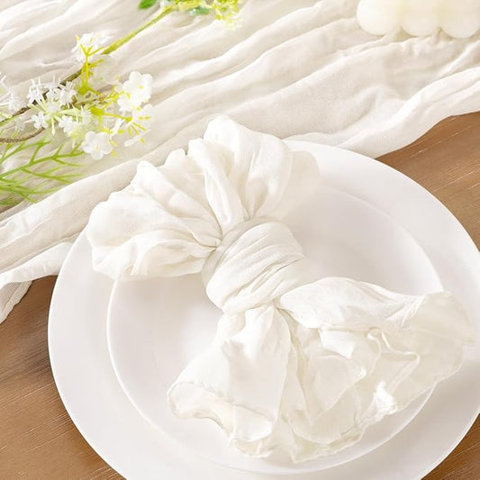 Socomi Ivory White Cheesecloth Napkins Summer Cheese Cloths Gauze Set of 24 Boho Washable Dinner Table Napkins for Wedding Party Baby Shower Birthday Party Decor