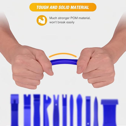 GOOACC 40Pcs Trim Removal Tool,Auto Terminal Removal Key Tool,Auto Clip Pliers Stereo Removal Tools,Car Upholstery Repair Removal Kit,Precision Hook and Pick Set,Wiring Threader,Car Film Scrape-Blue
