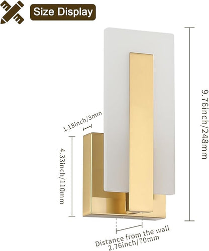 Joosenhouse Modern LED Wall Sconce Set of 2, Brass Warm White Light Wall Sconce 3000K, Hardwired Up and Down Wall Mount Light for Hallway, Bedroom, Study, Living Room Indoor Wall Light
