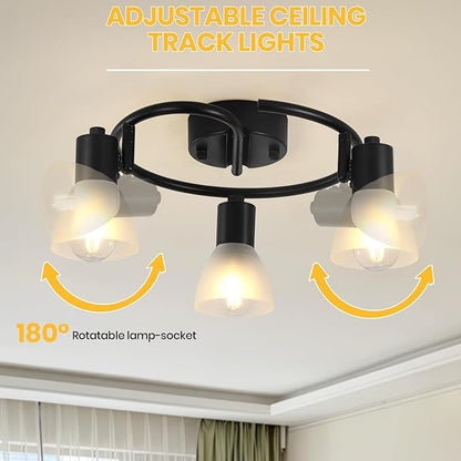 KEESFU 3-Light Kitchen Flush Mount Ceiling Light，Modern Round Track Lighting Fixtures，Directional Ceiling Spot Light for Dining Room Bedroom Hallway.