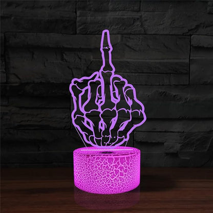 Middle Finger Night Light,16 Colors Remote Control & Smart Touch Dimmable 3D Illusion Bedside Lamp,Bedroom Decoration Birthday Christmas Toy Gift for Kids Boys Girls Friends