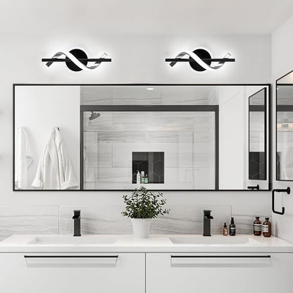 EIDISUNY LED Wall Sconces Indoor, 12W LED Wall Mount Lights, Modern Spiral Wall Lamp, 6000K Cold Light Fixture for Stairs, Living Room, Bedroom, Aisle, Hallway (Cold White, Black)