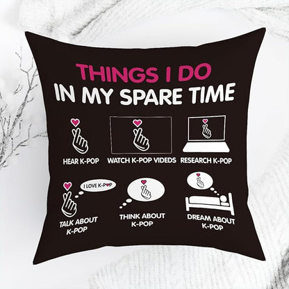 K-pop Decor, Just a Girl Who Loves K-pop Room Decor, Girls K-pop Gifts Rustic Anime Lovers Throw Pillow Covers for Living Room Home Girl Bedroom Decoration Gifts