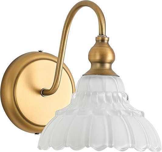 Modern White Glass Bathroom Wall Sconces Bedroom Vintage Wall Sconce Light Wall Light Fixtures for Hallway Kitchen Dress Room