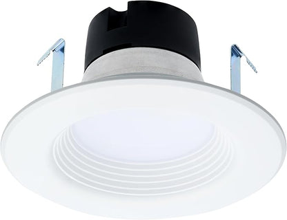 Satco S11838 6.5W LED Downlight Retrofit, 4 in. Stepped Baffle, CCT 2700K-5000K Warm White to Natural Light, 600 Lumens, Matte White, 12V, 50W Inc. Eq. Wet Location, cETLus Classified, RoHS