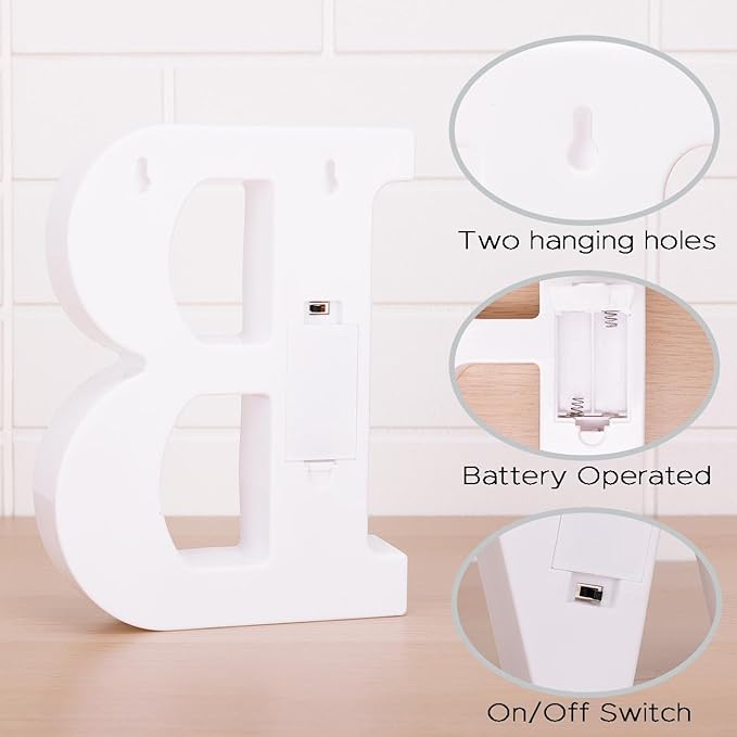 Small Led Marquee Letters, Light Up Letters, 8.58 Inch Led Letter Lights, Battery Powered Lighted Sign for Table, Party, Birthday, Christmas Decor (Letter B)