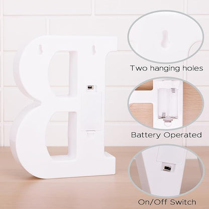 Small Led Marquee Letters, Light Up Letters, 8.58 Inch Led Letter Lights, Battery Powered Lighted Sign for Table, Party, Birthday, Christmas Decor (Letter B)