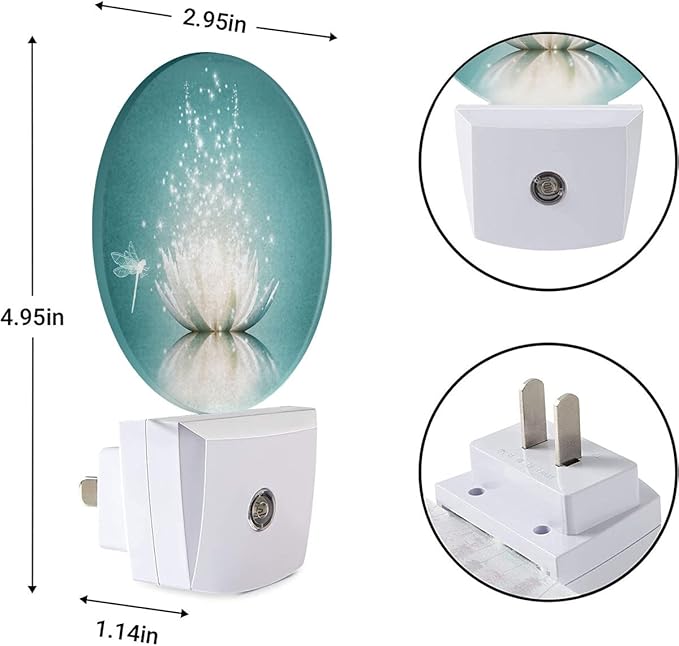 EKOBLA Lotus Plug-in Night Light, Water Lily & Dragonfly Floral LED Nightlight with Dusk to Dawn Sensor, 0.5W Sleep Friendly