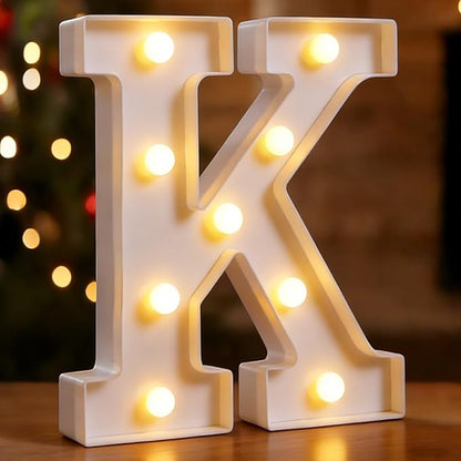 Small Led Marquee Letters, Light Up Letters, 8.58 Inch Led Letter Lights, Battery Powered Lighted Sign for Table, Party, Birthday, Christmas Decor (Letter K)