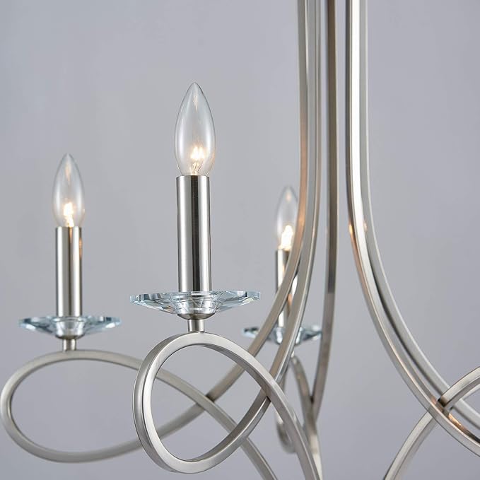 Saint Mossi 5-Lights Nickel Plated Modern Chandelier Light Fixture,Modern Pendant Light Fixture Contemporary Chandelier for Bedroom,Living Room,Dining Room,H17 xD27,Chain Adjustable