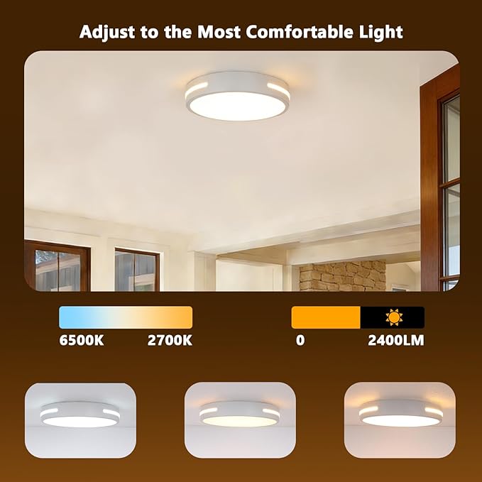 SOTTAE RGBIC LED Smart Flush Mount Ceiling Light, Flush Mount Light Fixture with Remote Control WiFi, Works with Alexa DIY Colors, 3000-5000K Dimmable Ceiling Light for Bedroom Living Room Entryway