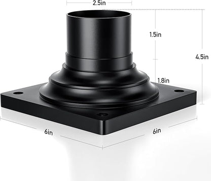 Outdoor Post Light Mounting Base 2 Packs, Matte Black Finish Traditional Base Mount, Waterproof Anti-Rust Cast Aluminum Pier Mount Base, 6" L x 6" W x 4.5" H