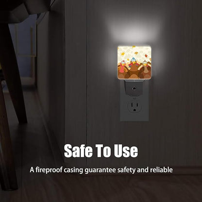 Thanksgiving Holiday Turkey Night Light Plug in Wall Lamp Smart Dusk to Dawn Sensor for Home Decorative, Kids Room Bedroom Bathroom Kitchen Hallway Gifts
