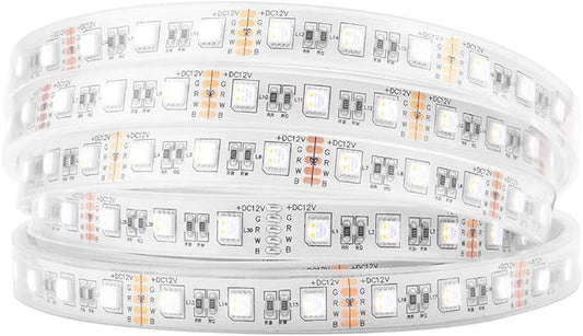 BTF-LIGHTING 5050 RGBW RGB+Warm White(2700K-3000K) 4 Colors in 1 LED Tape Light DC12V 5m 16.4ft 60LED/m Multi-Colored IP67 White 14mm PCB for Bedroom Kitchen Home Decoration(No Adapter or Controller)