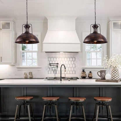 Lingkai 16.14" Farmhouse Pendant Light, Rustic Vintage Hanging Light Fixture Barn Dome Lampshade Ceiling Mount Lamp for Kitchen Island Dining Room