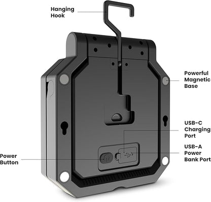 Feit Electric Portable LED Work Light, 360° Rotating Head, 3 Light Modes, 4000/2000/1000 Lumens, Adjustable Working Light for Workshop Garage, 25,000-Hour Lifetime, WORK4000/FOLD/BAT