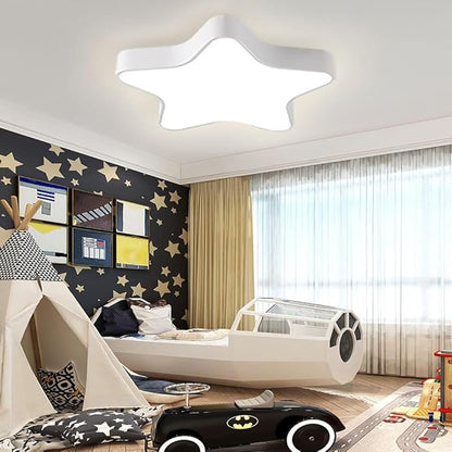 LED Ceiling Light Fixture, Modern Pentagram Recessed Ceiling Lights, 3000K-6000K Dimmable Light, Close to Lighting Flush Mount Living Room Pendant Lamps (White, 24inch)