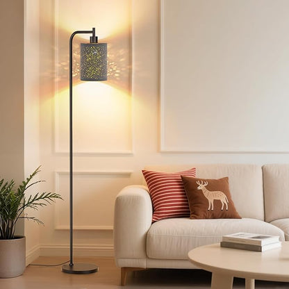SIBRILLE Floor Lamp with Linen Shade, Dimmable Tall Standing Lamp with Remote Control & 3 Color Temperatures, Modern Floor Lamps for Living Room Bedroom Office Corner, 9W LED Bulb Included