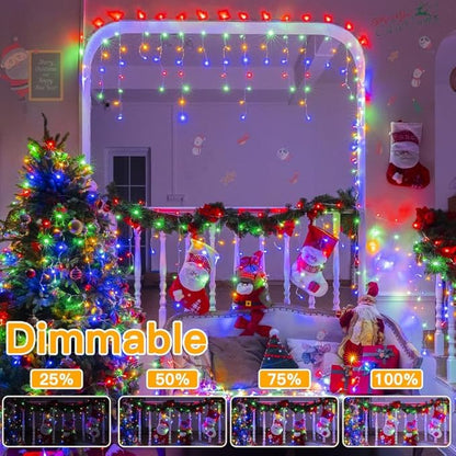 Ollny Icicle Lights for Outside 504LED 41FT, Multicolor Christmas Light with Remote 8Modes Timers Waterproof, Plug in Connectable Hanging Lights for Outdoor Indoor House Roof Holiday