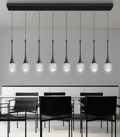 8 Light Modern Glam Crystal Rectangular Chandelier for High Ceiling LED Dimmable Ceiling Pendant Light Kitchen Island Staircase Foyer Enterway Living Room Chandelier Lighting Antique Black