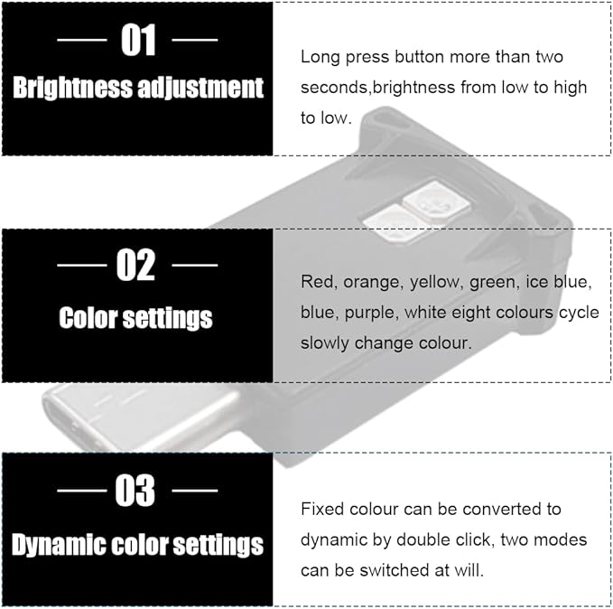 povtii 2PCS USB Type C LED Ambient Light, Mini 8 Colors RGB LED Light, Adjustable Brightness Interior Atmosphere Lamp for Automotive, Home, Laptop, Lighting Parts Car Accessories