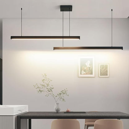 Modern 2-Light Chandelier, 47IN+47IN Pendant Light Fixtures Hanging with Remote Control 3000k-6500K Adjustable Color Temperature，Aluminum Island Lighting Lamp for Dining Room, Living Room
