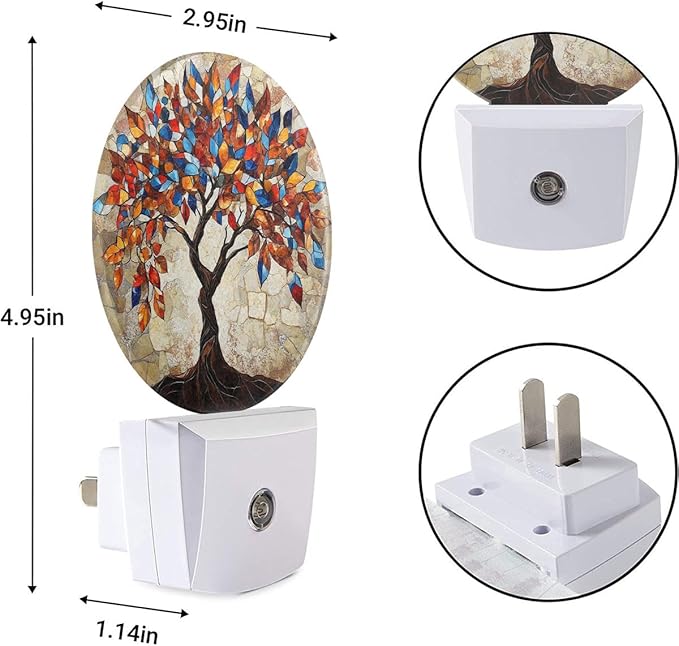 EKOBLA Colorful Seasons Tree Plug-in Night Light, Multi-Color Leaves LED Nightlight with Dusk to Dawn Auto Sensor for Home Indoor Decor