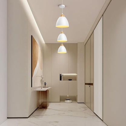 Pendant Lights for Kitchen Island, 5.9" Cone Metal Shade Adjustable Height White Small Hanging Lamps for Dining Room Light Fixtures Over Table Modern Ceiling Fixture