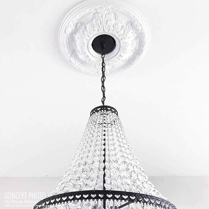 Ekena Millwork 16"OD x 3 5/8"ID x 3/4"P Melonie Ceiling Medallion Fits Canopies up to 6 3/8" Ceiling Medallion, Stone Hearth