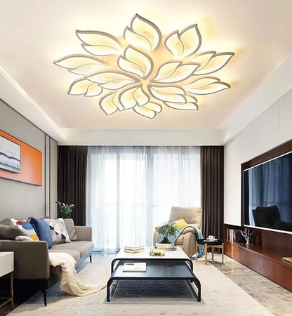110W Dimmable LED Ceiling Light with Remote Control Ceiling Lapm Modern 15-Leaf Acrylic Chandelier 39.37in for Bedroom Living Room Dining Room Office Kitchen