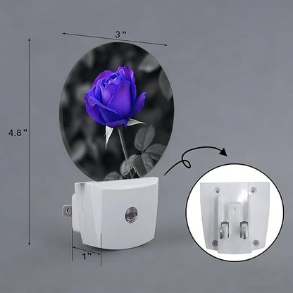 Purple Rose Flower Violet Night Light Auto Sensor Led Dusk to Dawn Lamp Home Decor for Men Women